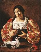 CECCO DEL CARAVAGGIO Woman with a Dove sdv oil painting artist